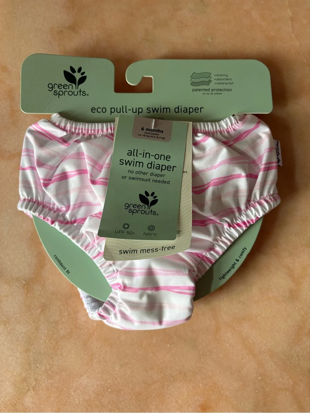 Green Sprouts Pink Stripe All-in-One Swim Diaper - 6 Months